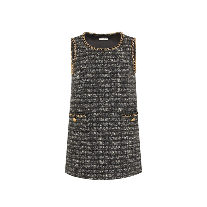 Diana Vevina Gold & Black Tweed Chain Dress
