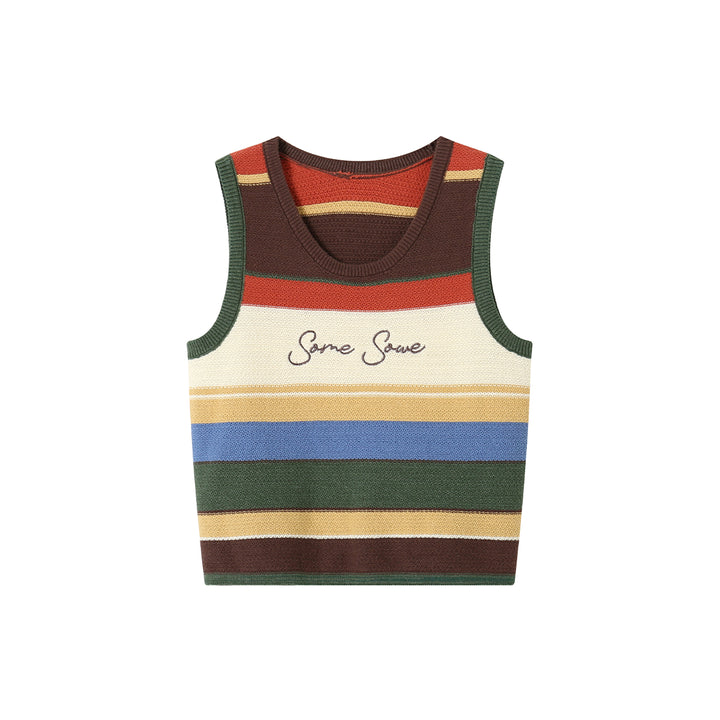 SomeSowe Rainbow Embroidered Logo Knit Vest