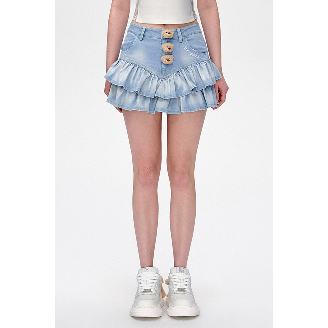 13De Marzo Plush Bear Denim Skirt Blue