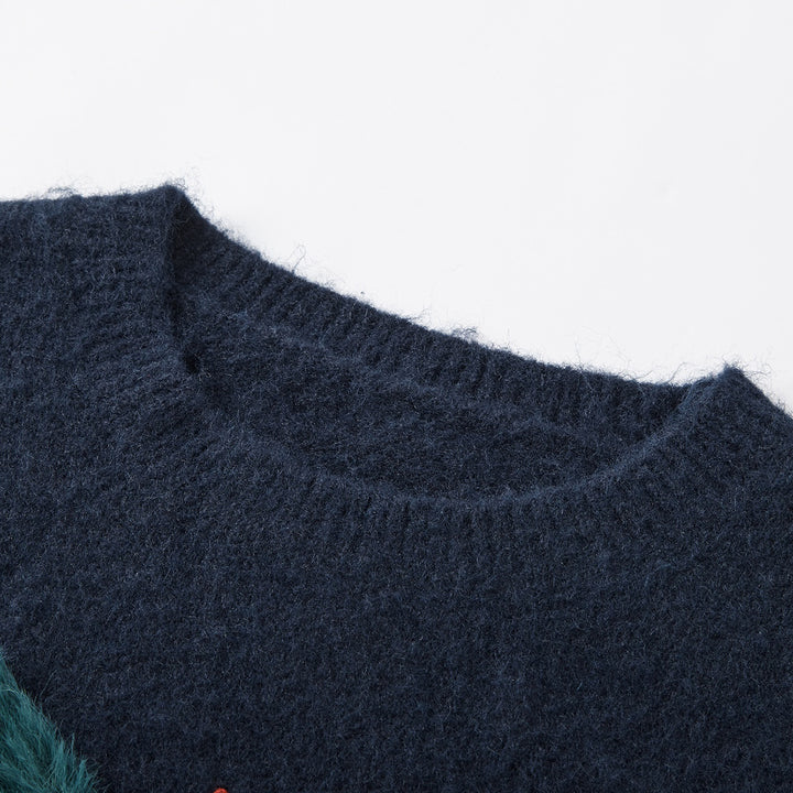 SomeSowe Apple Silhouette Knit Sweater Navy Blue