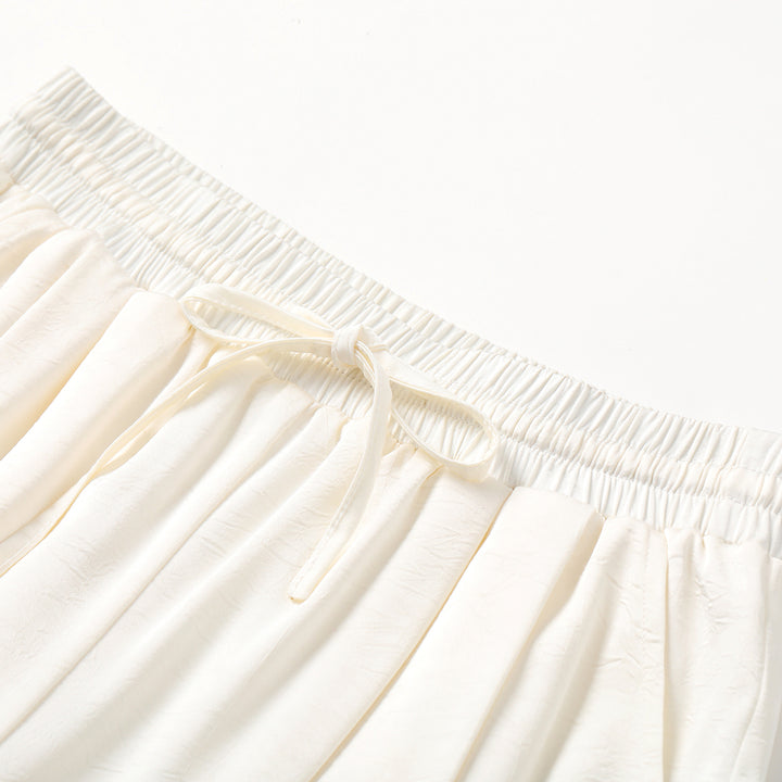 MacyMccoy Ice Silk Drawstring Wide-Leg Pants Off-White