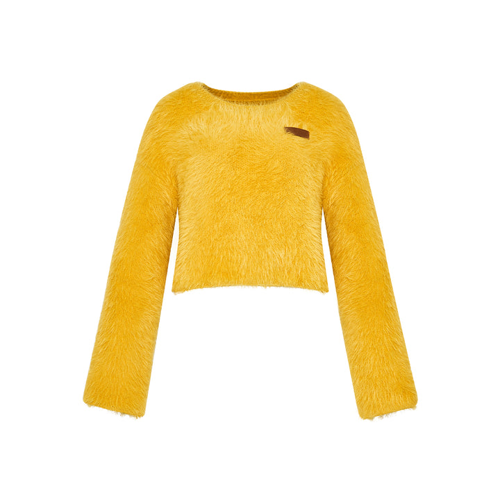 Kroche Imitated Marten Fur Short Sweater Ginger Yellow - Mores Studio