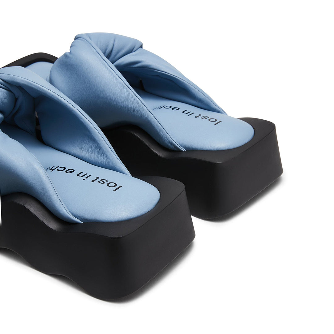 Lost In Echo Square Toe Wavy Bottom Kink Slippers Blue