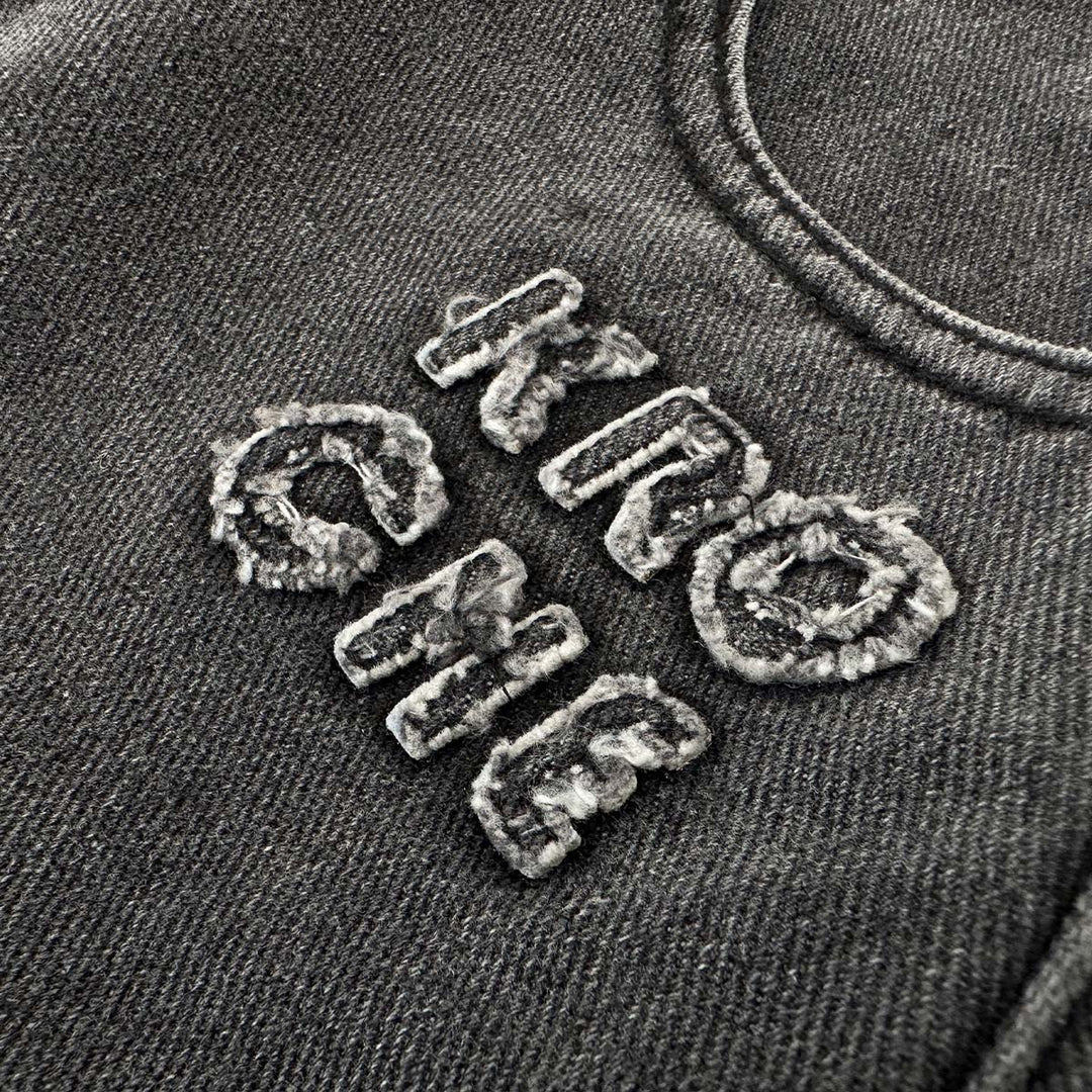 Kroche Denim Logo Embroidery Skirt Grey - Mores Studio