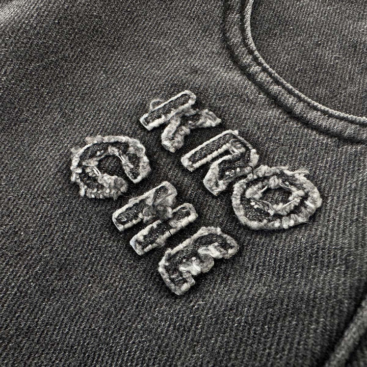 Kroche Denim Logo Embroidery Skirt Grey - Mores Studio