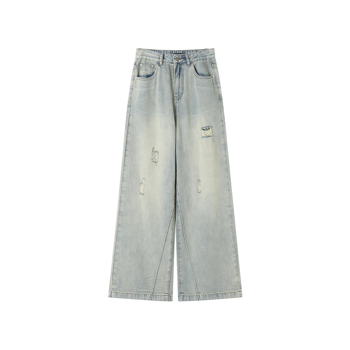 SomeSowe Vintage Hot-Drilled Washed Denim Pants