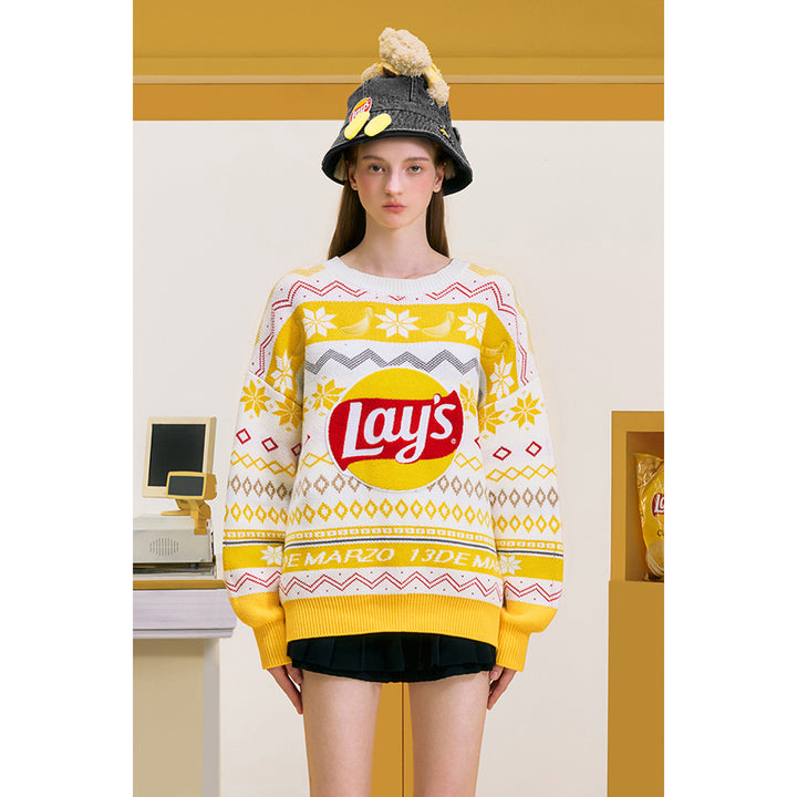 13De Marzo X Lay's Flavor Bear Fair Isle Knit Sweater Yellow