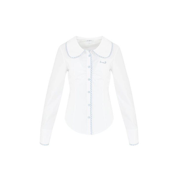 Kroche Color Blocked Doll Collar Slim Shirt - Mores Studio