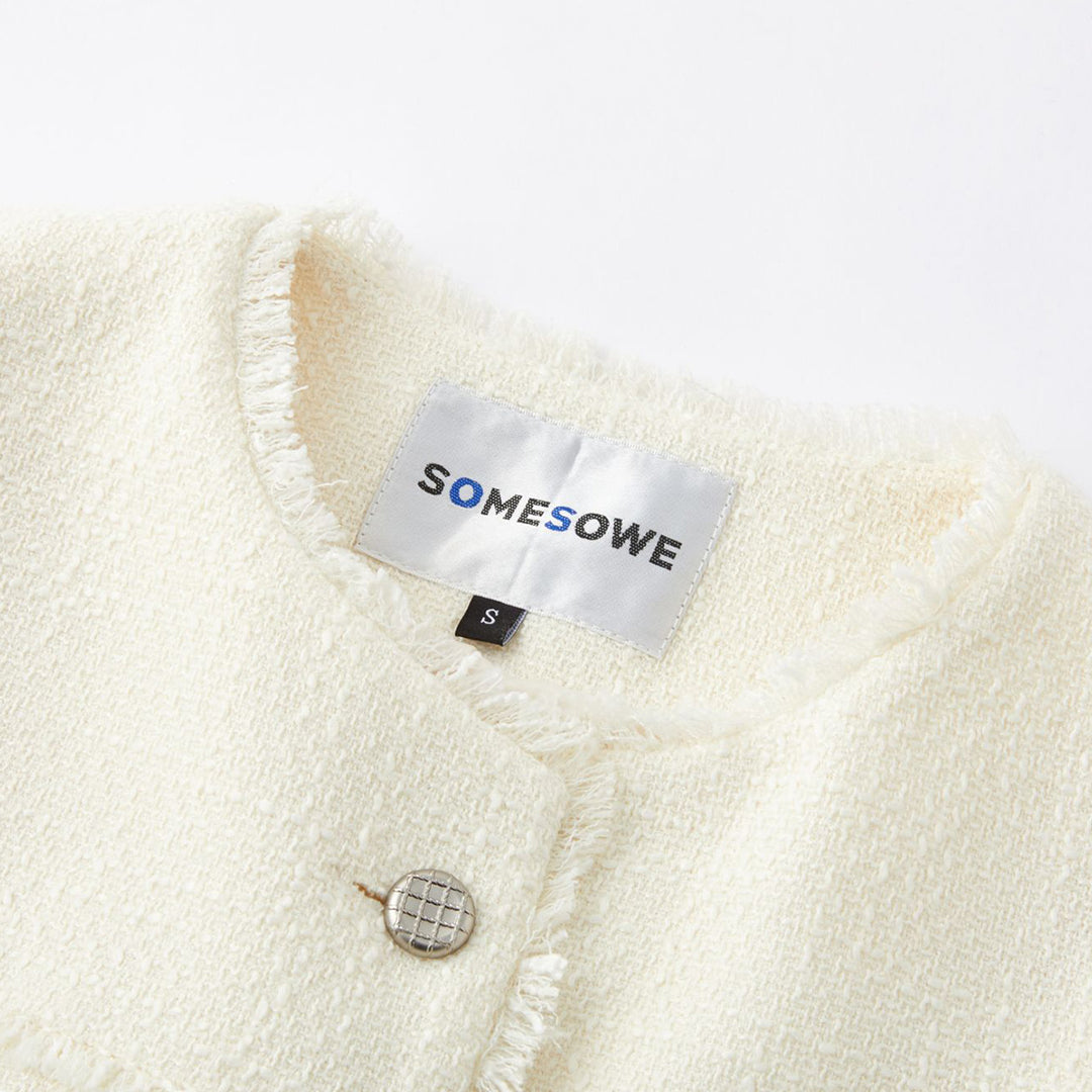 SomeSowe Raw Edge Patchwork Short Jacket White