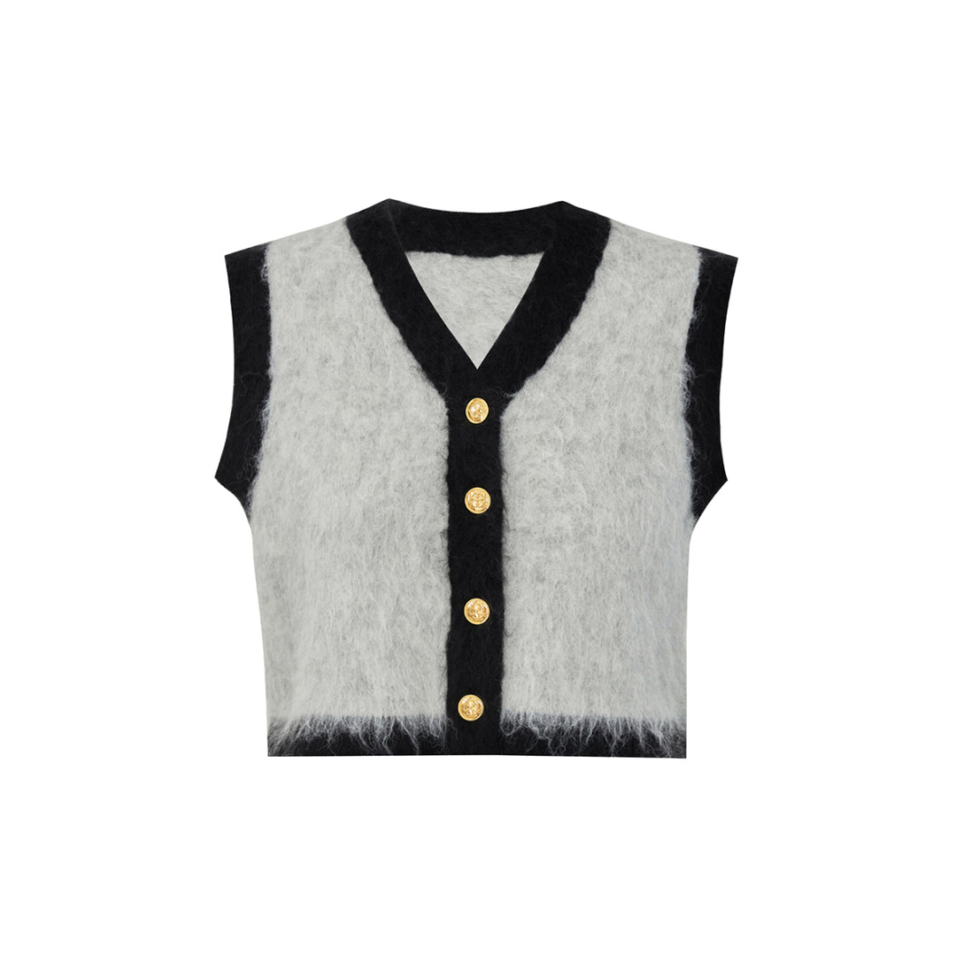 Kroche Color Blocked Alpaca Fiber Vest Grey - Mores Studio