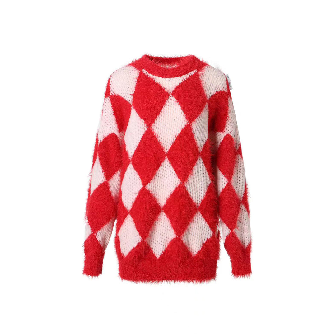 Jac Fleurant Color Blocked Checkered Knit Sweater - Mores Studio