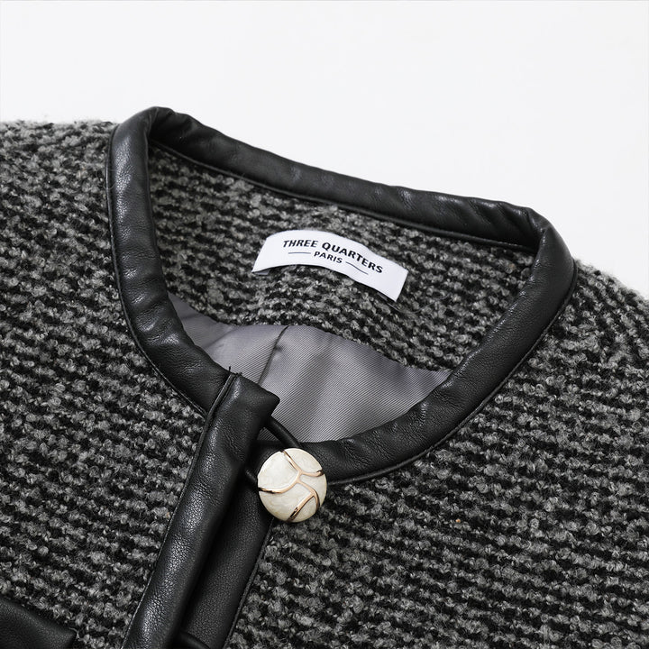 Three Quarters Vintage Tweed Jacket Dark Grey - Mores Studio