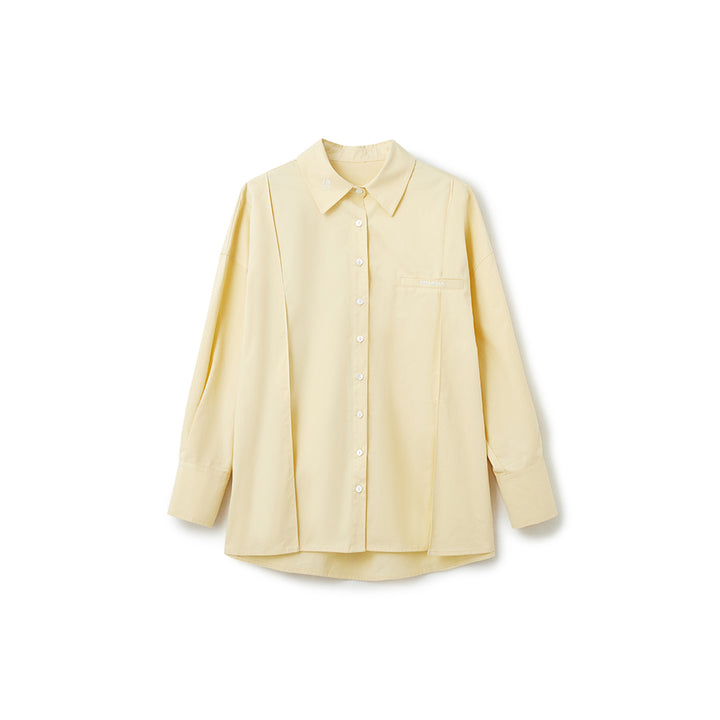 NotAwear Logo Embroidery Casual Oversized Shirt Yellow - Mores Studio