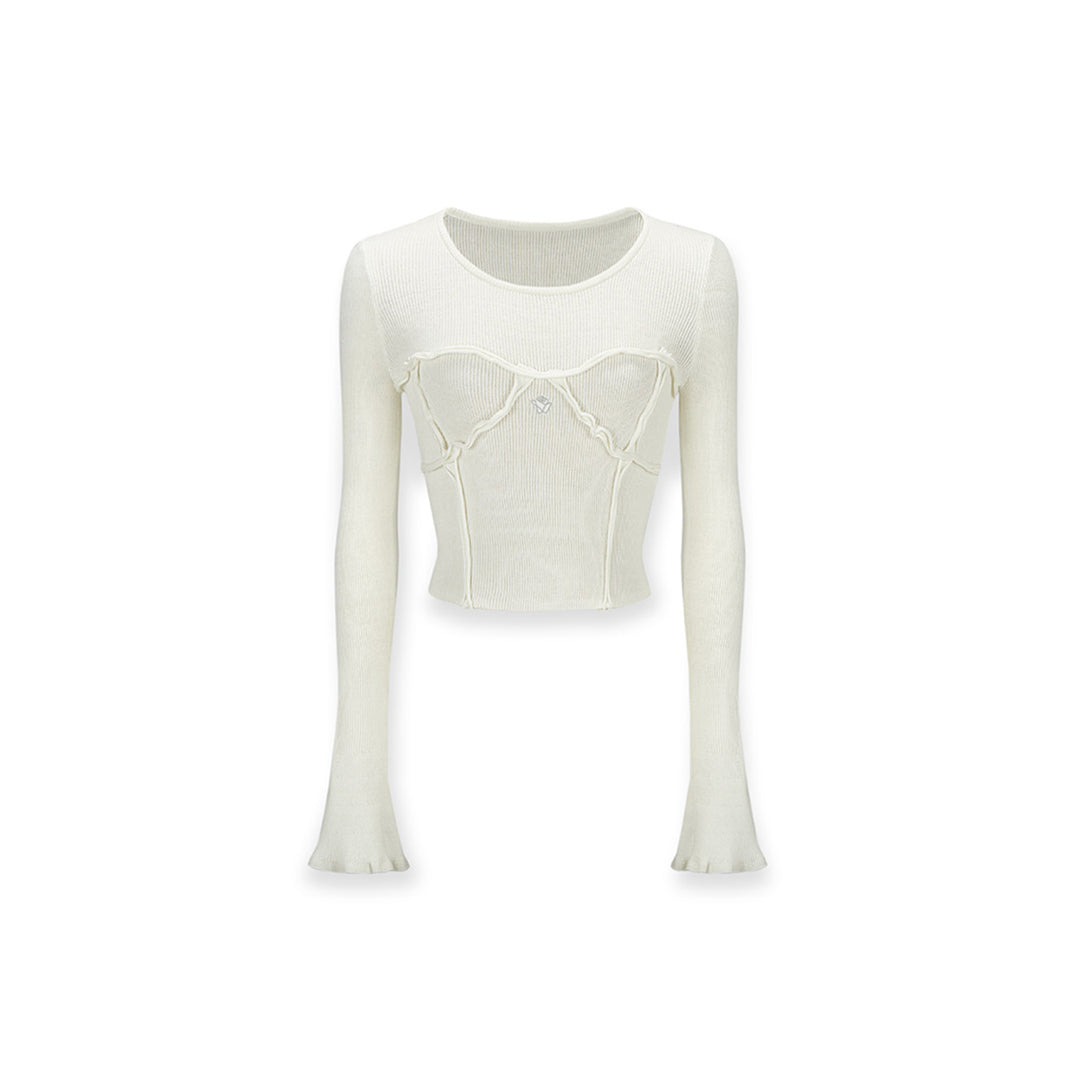 NotAwear Logo Embroidery Stringy Selvedge Knit Top White - Mores Studio