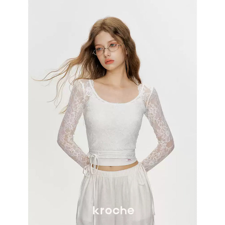 Kroche Lace Chest Pads Vest White