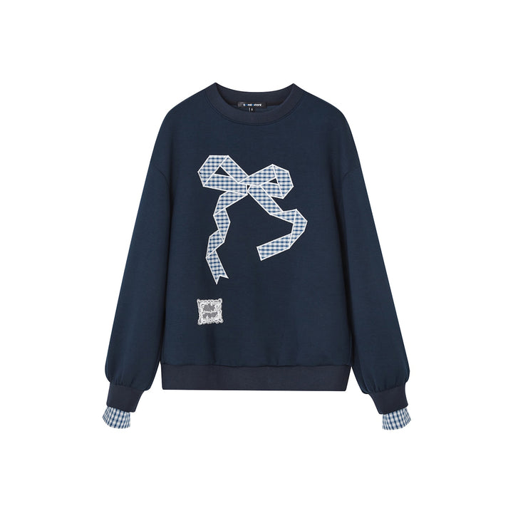 SomeSowe Origami Bow Embroidery Sweatshirt Blue