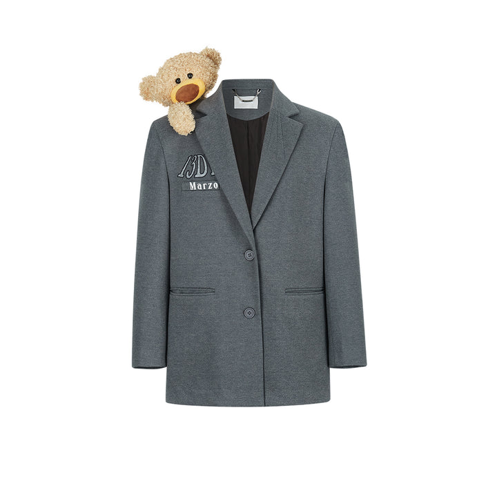 13De Marzo Plush Bear Tweed Suit Jacket Grey