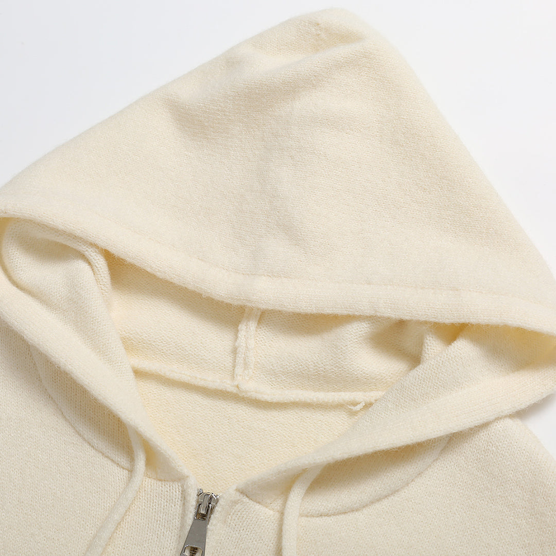 SomeSowe Hooded Knit Zipper Jacket - Mores Studio