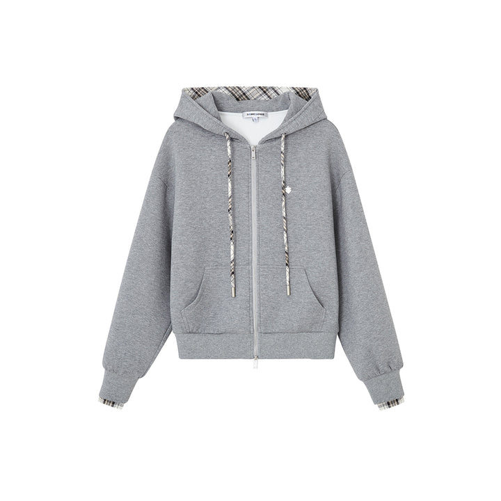 SomeSowe Fleece-Lined Hooded Top Jacket Gray