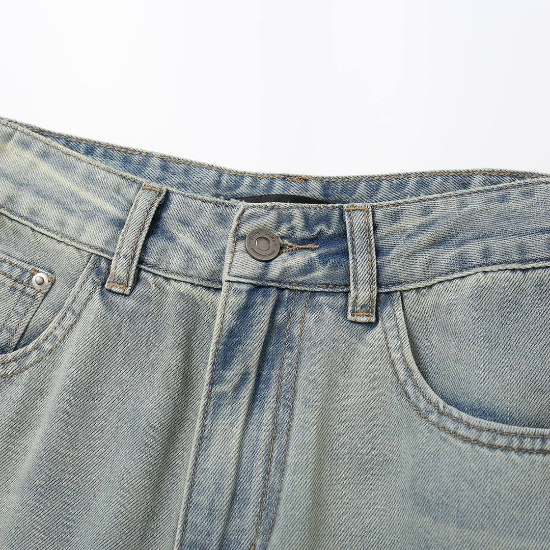 SomeSowe Vintage Hot-Drilled Washed Denim Pants