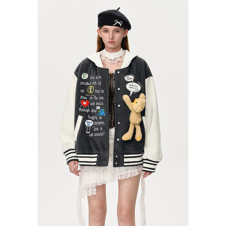 13De Marzo X Matthew Langille Plush Love Bear Baseball Jacket