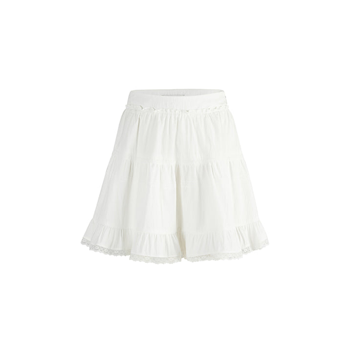 Herlian Lace Patchwork Puffy Skirt White