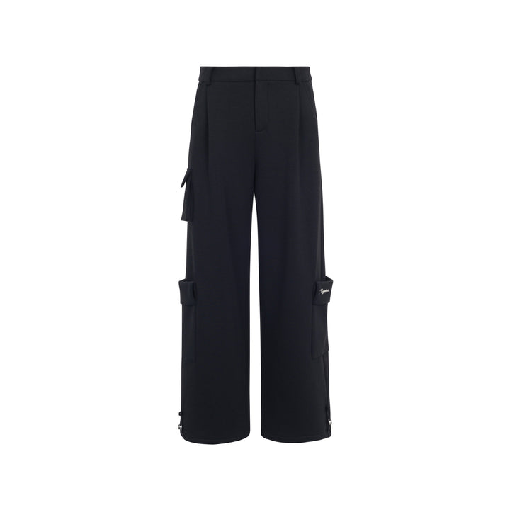 Three Quarters Stretch Pocket Fleece-Lined Cargo Pants Black