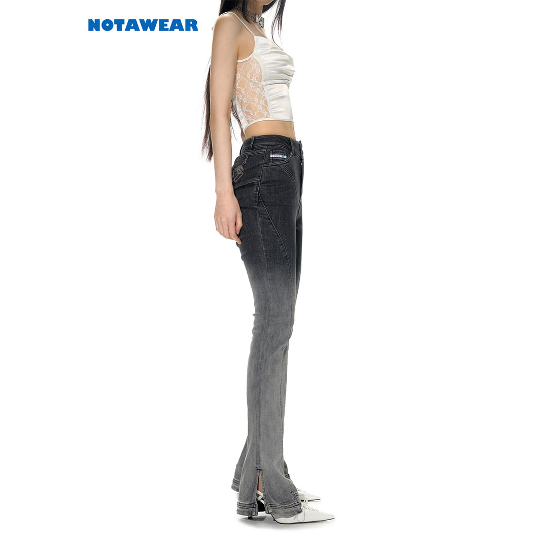 NotaWear Gradient Washed Split Cutting Flare Jeans