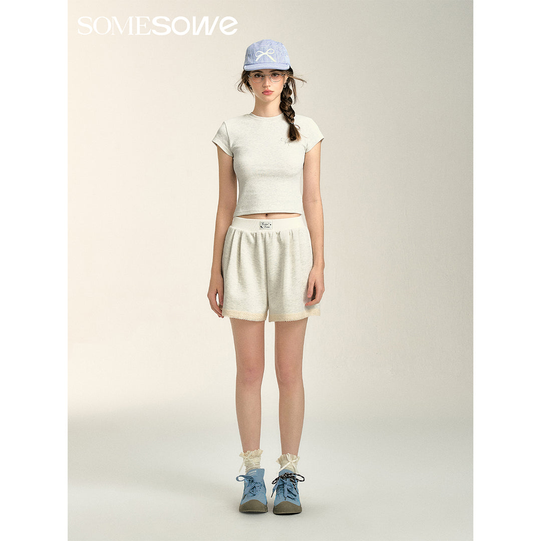 SomeSowe Embroidery Bow Cotton T-Shirt