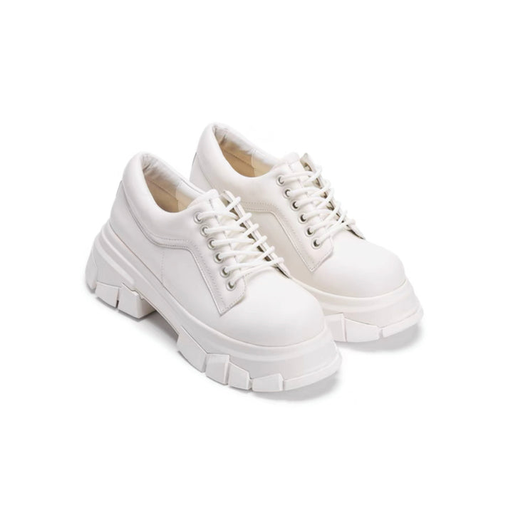 Lost In Echo Heel Leather Brogues White - Mores Studio