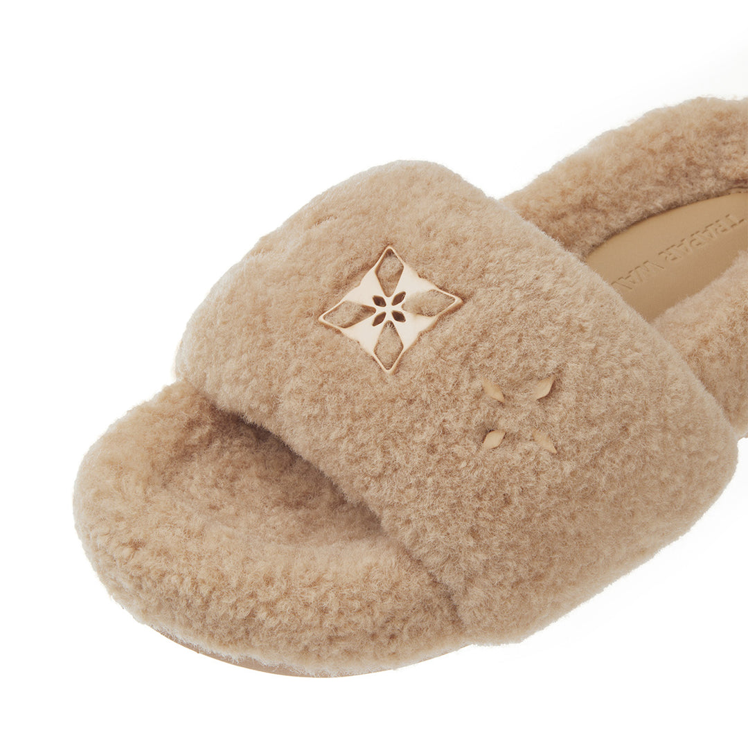 Trapar Waves Basic Casual Furry Slipper Khaki