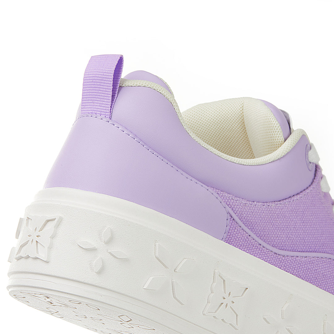 Trapar Waves Embossment Thick-Soled Casual Canvas Sneaker Purple