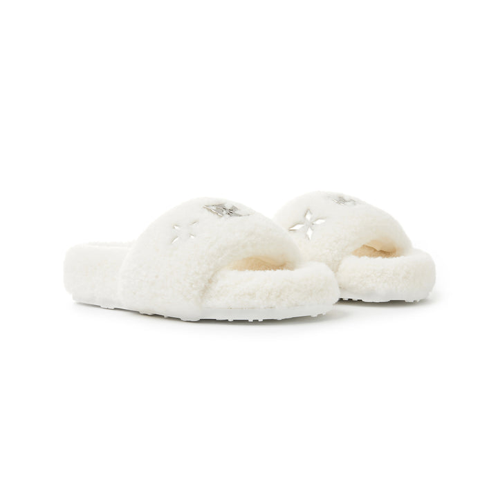 Trapar Waves Basic Casual Furry Slipper White