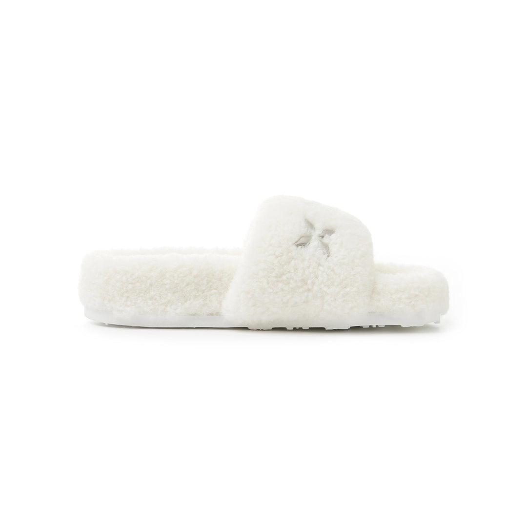 Trapar Waves Basic Casual Furry Slipper White