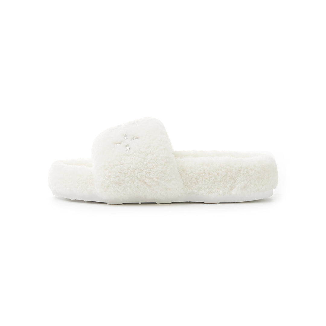 Trapar Waves Basic Casual Furry Slipper White