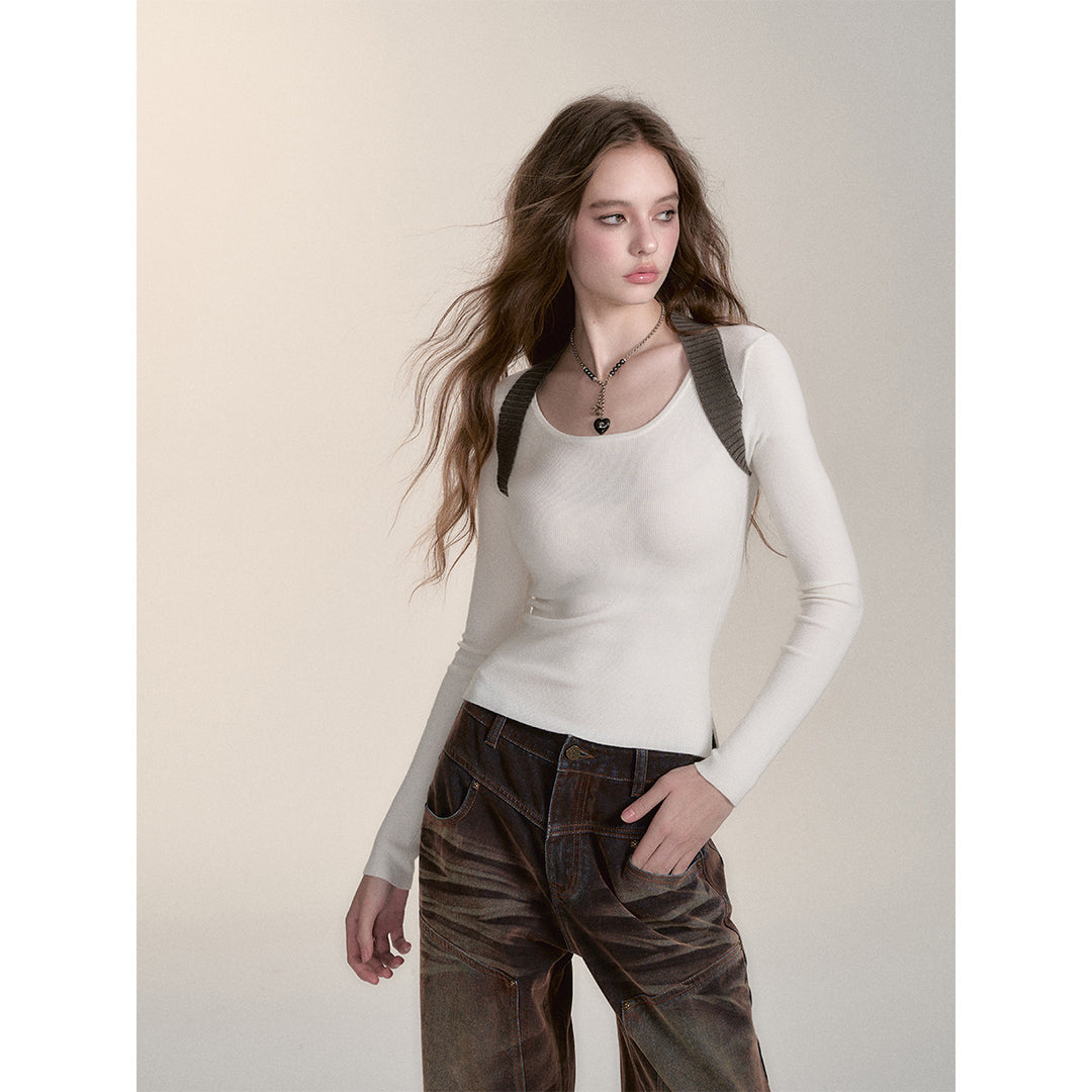 Via Pitti Reversible Two-Way Slim Knit Top White