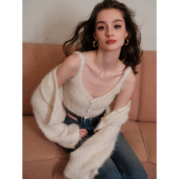 Rocha Roma Alpaca Knitted Lace Vest Cream - Mores Studio