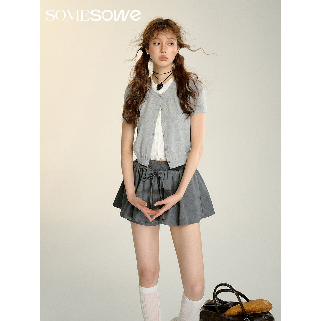 SomeSowe 3D A-Line Puffy Skirt Shorts Gray