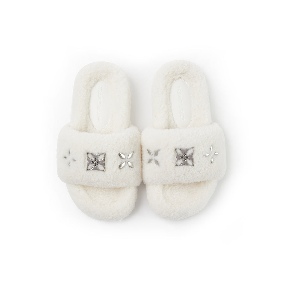 Trapar Waves Basic Casual Furry Slipper White