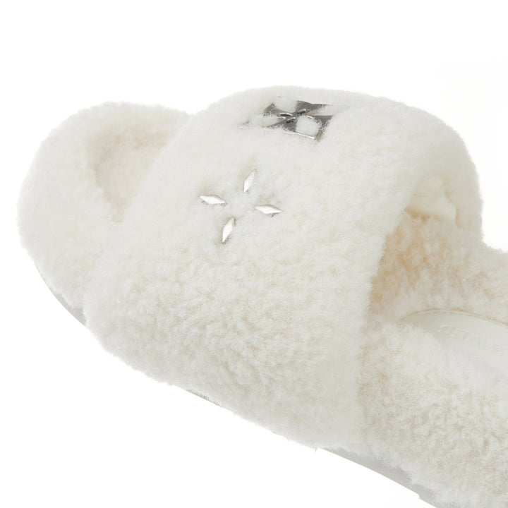 Trapar Waves Basic Casual Furry Slipper White