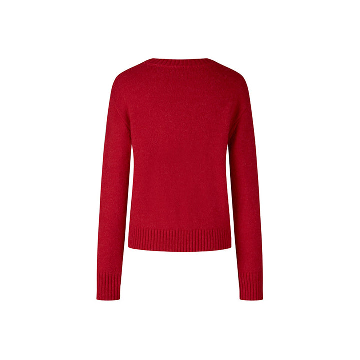 Herlian Contrast Color Bow Knitted Sweater Red