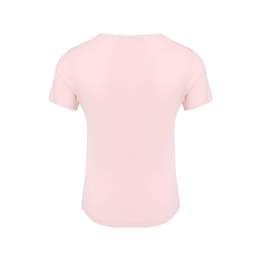 Kroche Fake-2-Piece Slim Fit Short Sleeved Top Pink