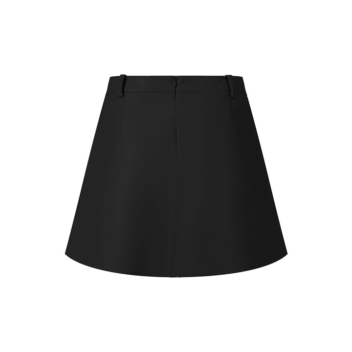 Three Quarters Detachable Belt Leather Skirt Black - Mores Studio