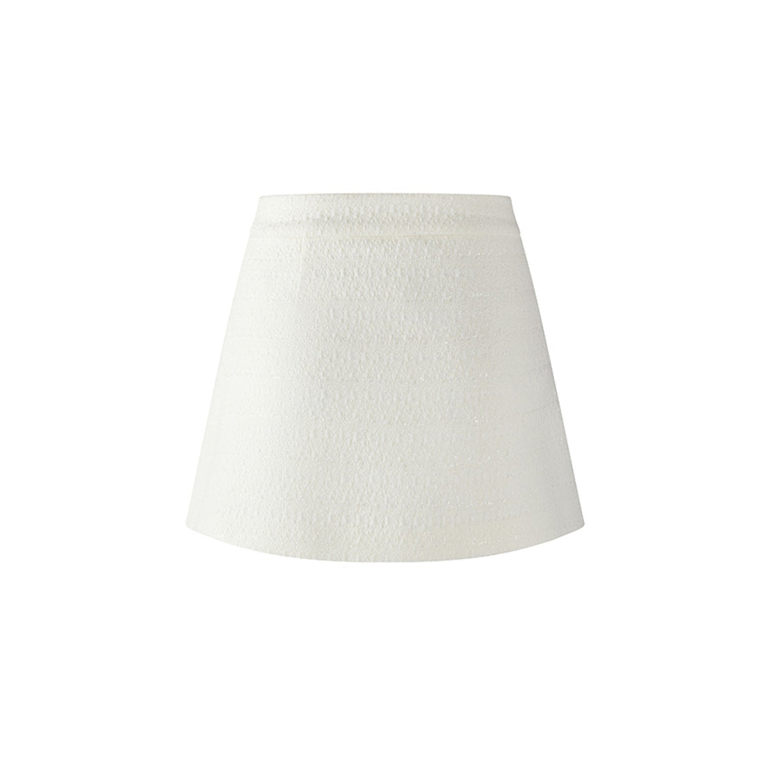 Herlian Detachable Bow Irregular Pleated Skirt White