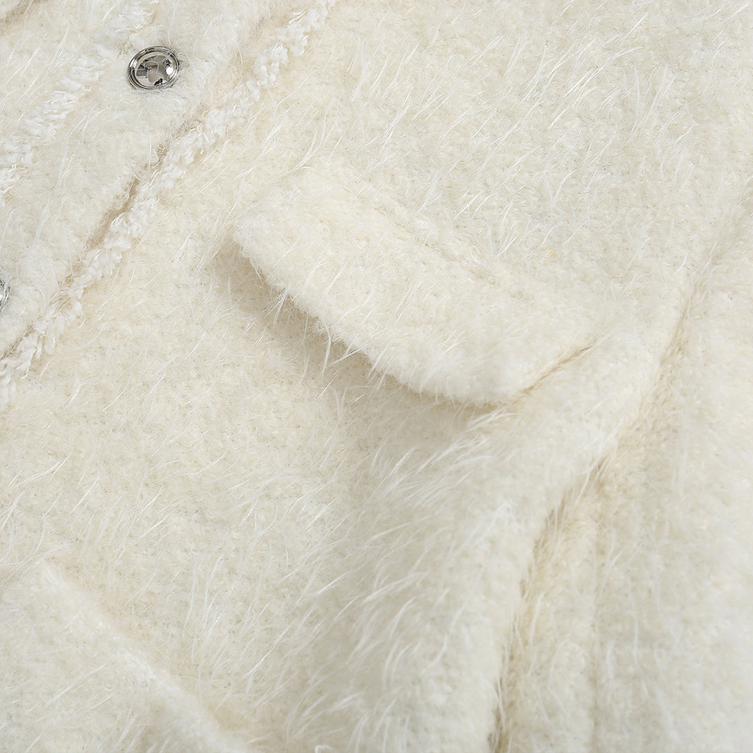 SomeSowe Loop Plush Tassel Woolen Jacket White - Mores Studio