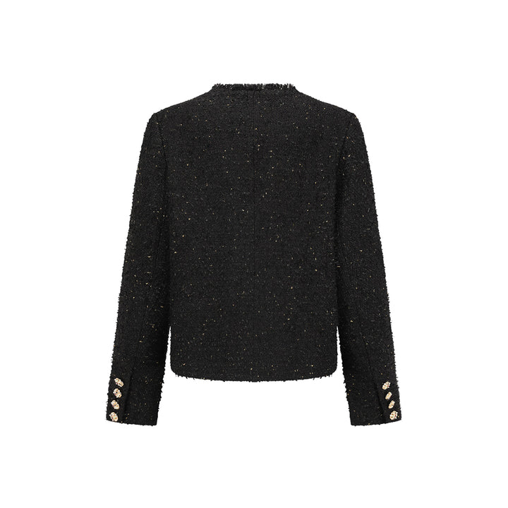 Alexia Sandra Round Neck Versatile Tweed Jacket Black - Mores Studio