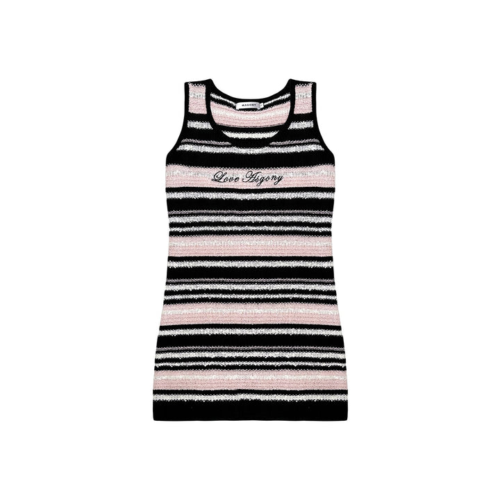 AsGony Color Blocked Striped Knit Dress