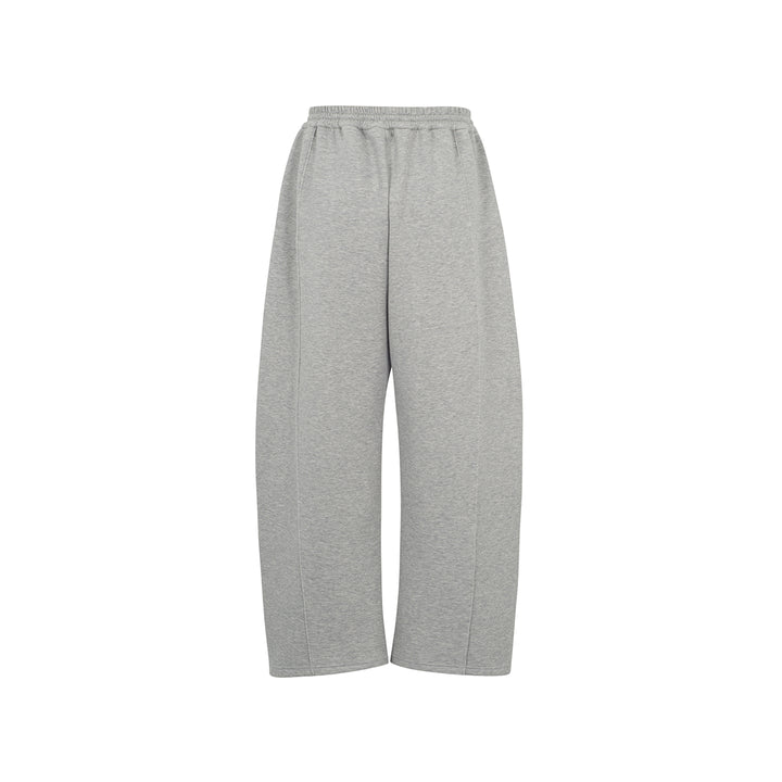 Three Quarters Stretch Loose Fleece-Lined Sweatpants Gray