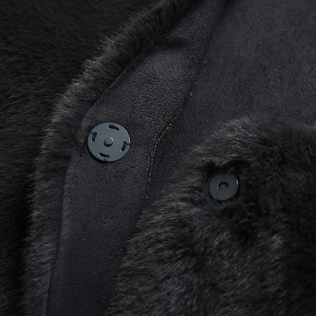 SomeSowe Fluffy Faux Mink Oversized Coat Dark Grey - Mores Studio