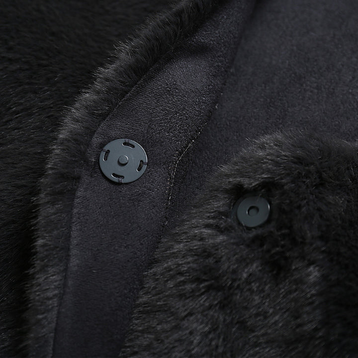 SomeSowe Fluffy Faux Mink Oversized Coat Dark Grey - Mores Studio